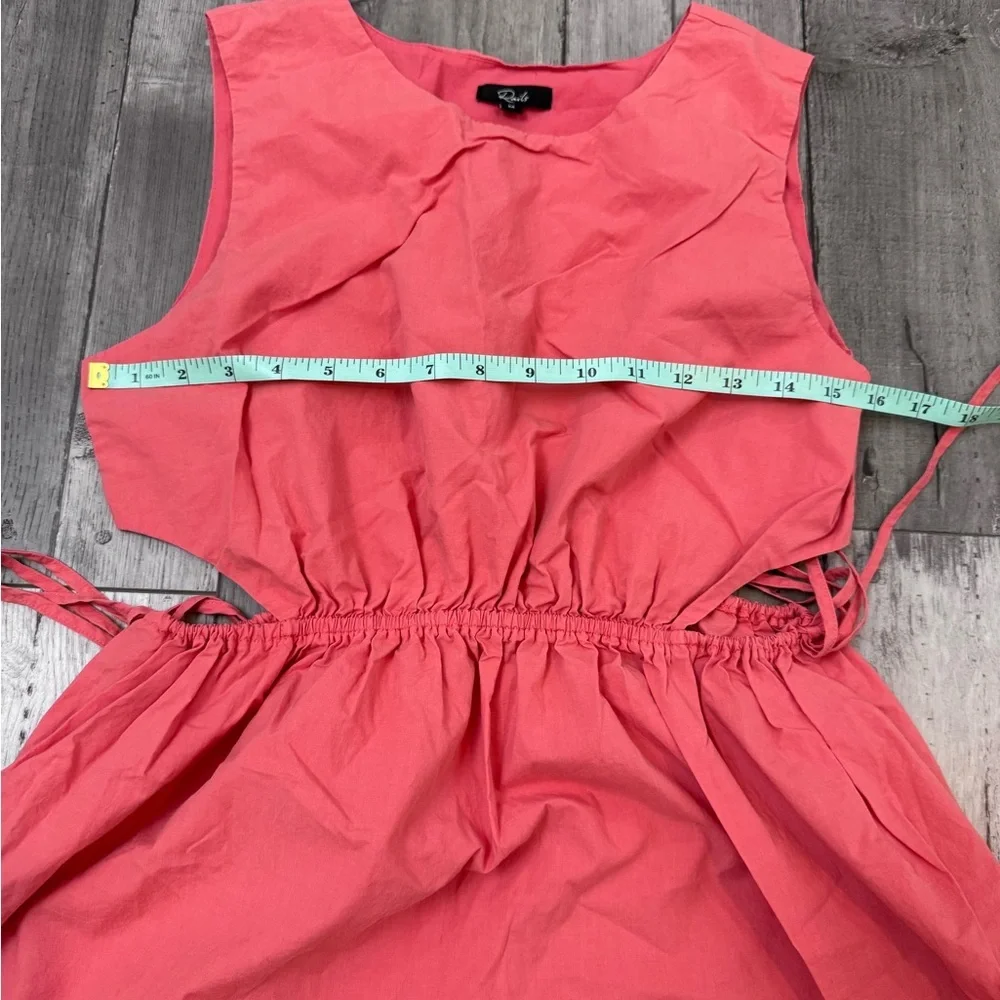 Rails Yvette Cotton Midi Dress Cinched Waist Spiced Coral Side Cutout Medium - Picture 9 of 12
